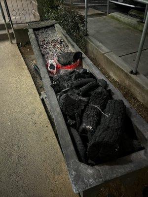 Coals right outside - you can see them make your order right in front of the restaurant, through the windows.