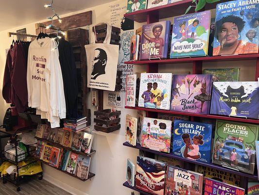 Accessory choices and a peak of the children's book wall at Da Book Joint