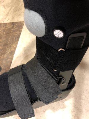 Bootie lets you walk without walker.  BROWARD HEALTH NORTH DR. LIPman refused to give it to me In the emergency room