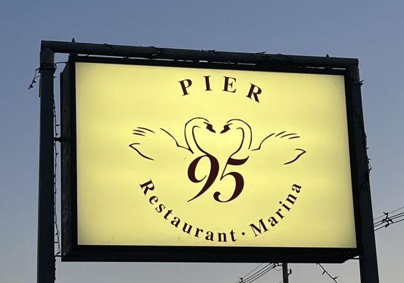 The Pier 95 sign is easy to see in the front of the restaurant.