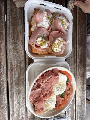 Prosciutto Crudo San Daniele Bowl Piadina, and Mortadella and Burrata Pizza