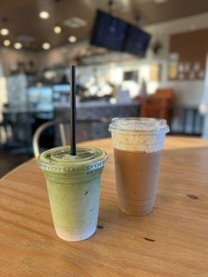 Matcha Chai and Vietnamese Coffee with Sea salt cream