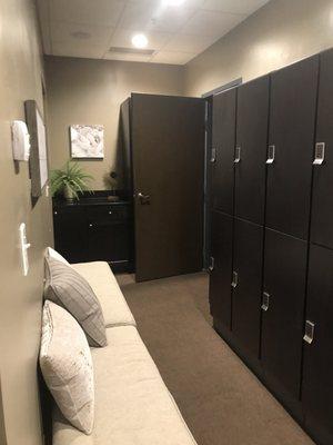 Womens lockers and restrooms area