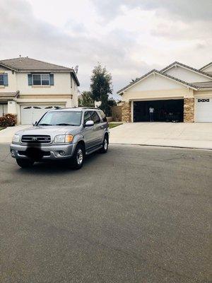 This is where the two truck driver left my vehicle because he wasn't skilled enough to back it properly into my driveway.