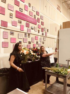 Their purpose is to spread Joy. Here they are teaching a group how to tie bouquets.