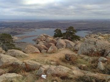 View from the Top of Mt. Scott in the  Wichita Mountains near Ft Sill and Lawton, OK.  You can see Mt. Scott from our balcony!