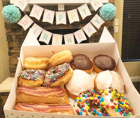 A box of absolute wonderfulness! The white covered donut was loaded with blueberry filling and it was amazing!