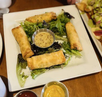 Collard green and kimchi egg rolls