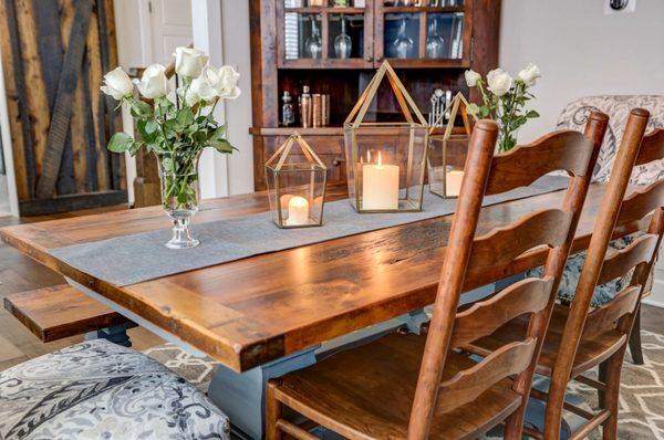 farmhouse elegance, dining tables, chairs, hutches, www.braunfarmtables.com