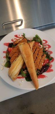 Strawberry Feta Salad with Housemade Strawberry Vinaigrette and Garlic toast