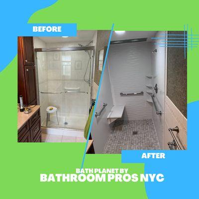 Look at this beautiful Before and After of this bathroom expansion.