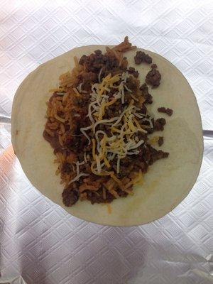 Small ground beef taco