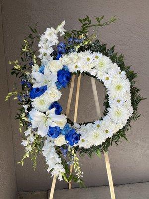 White & Blue Wreath