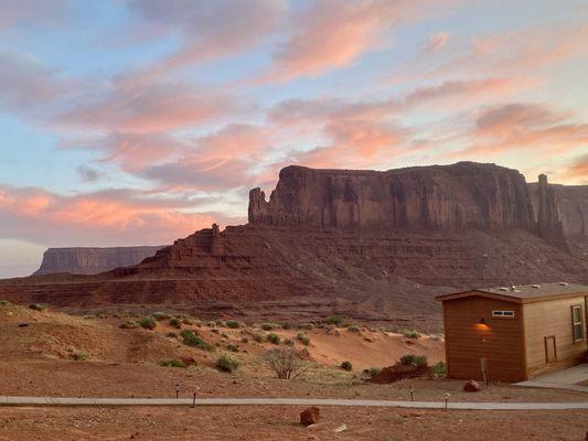 Sunrise view from our porch of Sentinel Mesa