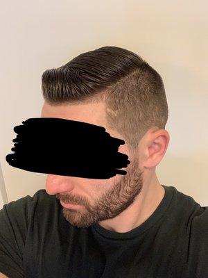 Undercut, taper fade, line up, hot shave end