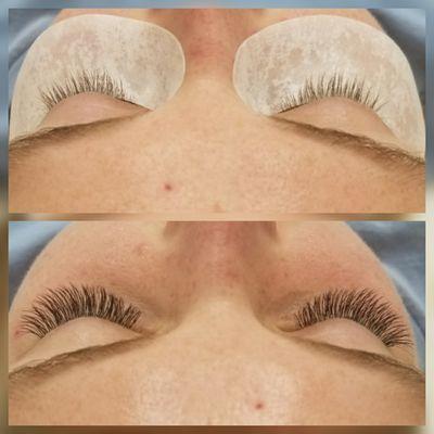 Eyelash Extensions before and after