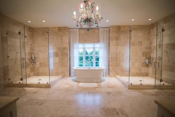 Master Bath frameless Shower Doors