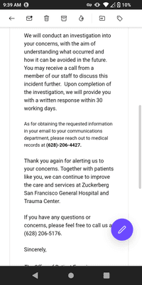 Official response from Zuckerberg General Hospital & the refusal to provide the information as requested page 2/3