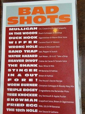 Shots menu