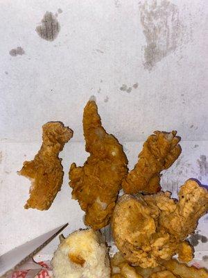 This is the three chicken tenders that came in my pick three I only bit off one