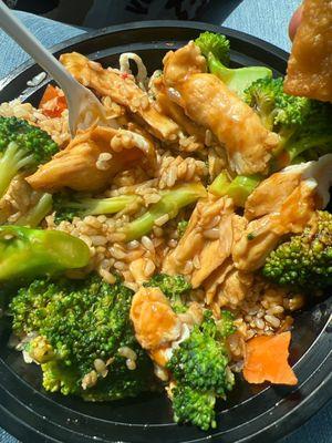 Healthy choice chicken and broccoli with brown rice