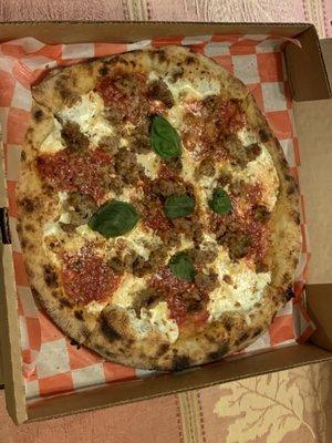 Pizza Americano with fennel sausage