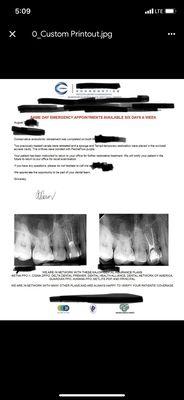 Report from endodontist.