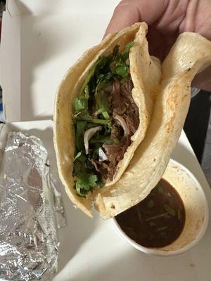 NEW 2 Shredded Beef Birria Tacos w/ Consom Dip