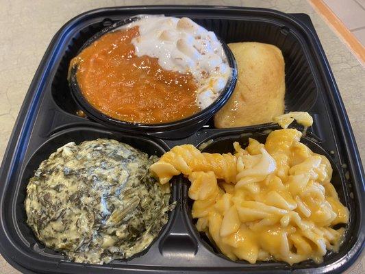 3 sides meal. The sweet potato casserole and creamed spinach are both a $.50 up charge each.