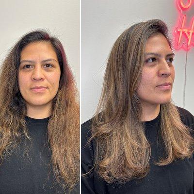 Before and after foiliage highlight and a trim!