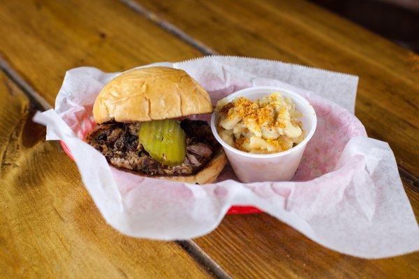 Kids BBQ Sandwich with Mac & Cheese