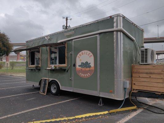 Cutest coffee truck!  At the corner of Crossfit.