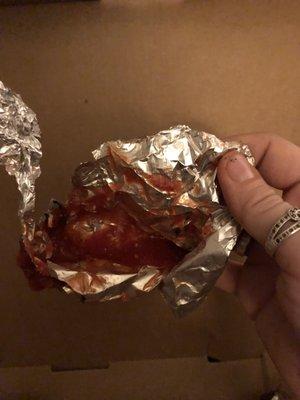 My tinfoil packet of marinara sauce.