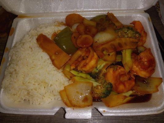 My Garlic Shrimp with steamed rice.