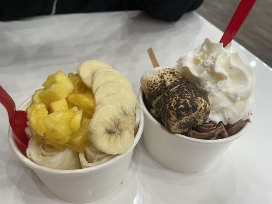 Banana and pineapple  And smores