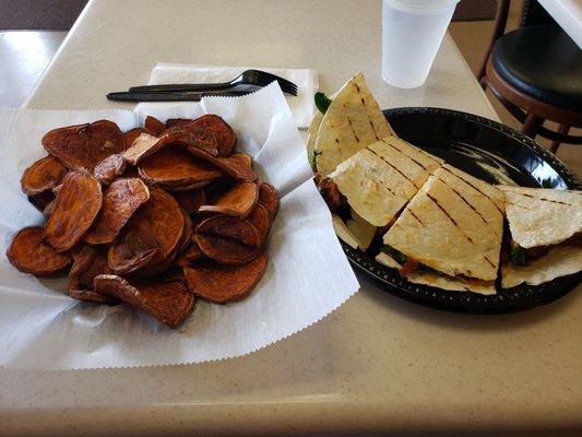 Sweet potato slices and ABC Quesadilla