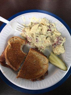 Beautiful Reuben and potato salad