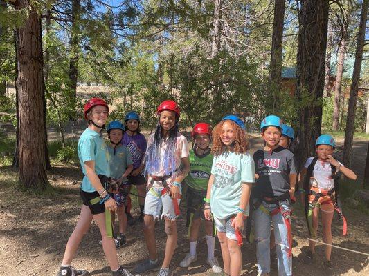 Some of our youth prepare for the ropes course at Lake Hume Summer Camp.