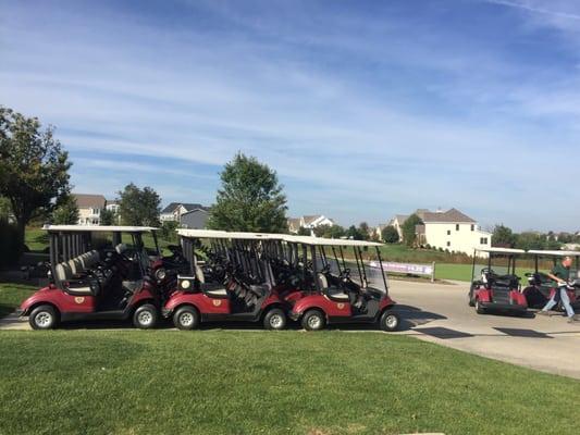 The carts are all locked up at 3:15 pm