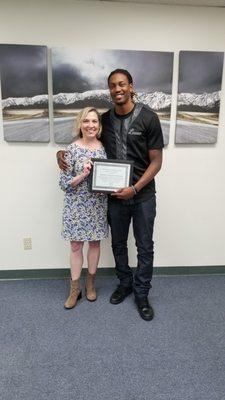 Our Director Cindy with graduate Micheal Hubbard.