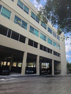 Parking garage underneath offices