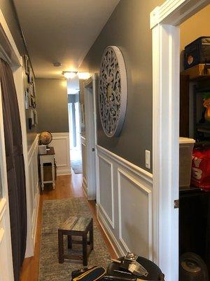 Hallway after Eric added chair rail and picture frame molding 1