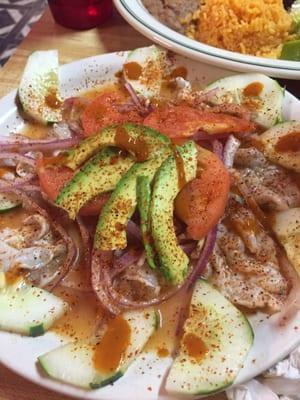 Aguachile(marinated raw shrimp w/lime)