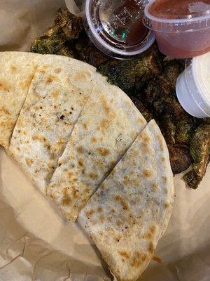 Brisket Quesadilla with Brussels