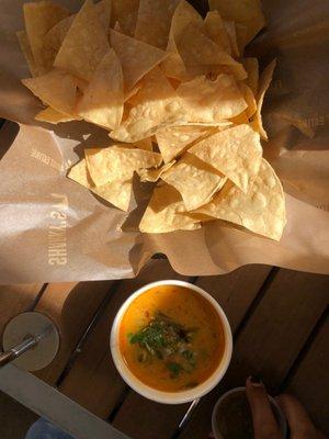 Chips and queso, vegan!