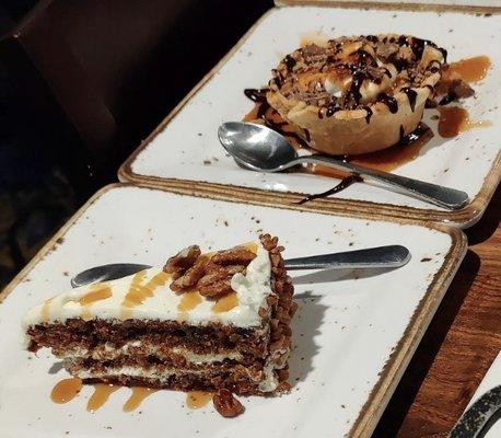 Carrot cake and peanut butter pie.