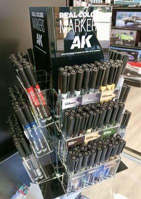 AK markers, also have paint, pencils, weathering in several brands