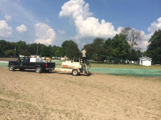 9 Acres of hydroseeding after extensive grading and site prep.