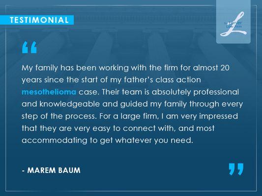 Marem Baum discusses about her experience working with our firm.