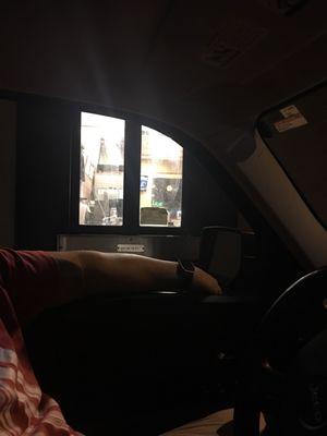 Drive thru window is a bit dirty. This is our first time trying a drive thru subway so hopefully our sandwiches taste good.